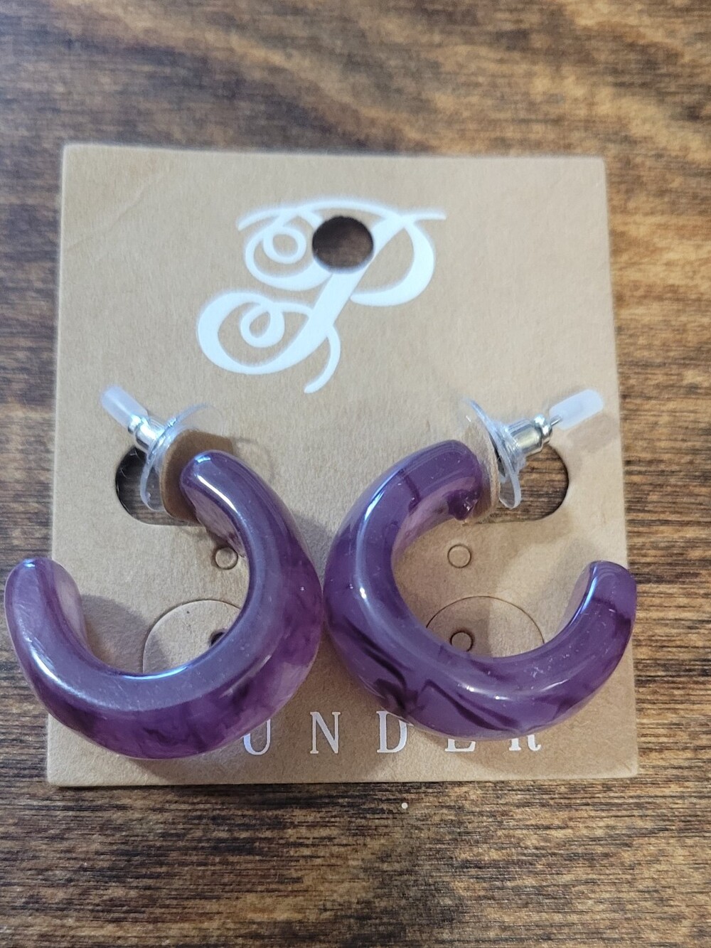 (12) PLUNDER Purple Acrylic Hoop Earrings